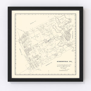 Vintage Map of Somervell County, Texas 1884
