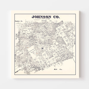 Vintage Map of Johnson County, Texas 1887