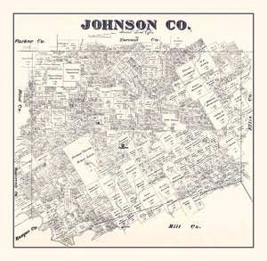 Vintage Map of Johnson County, Texas 1887