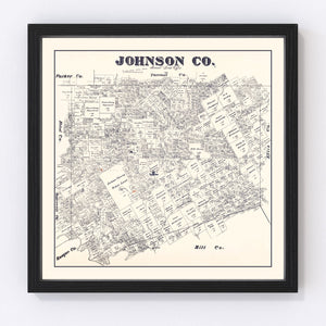 Vintage Map of Johnson County, Texas 1887