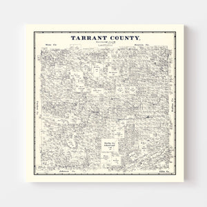 Vintage Map of Tarrant County, Texas 1885