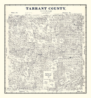 Vintage Map of Tarrant County, Texas 1885