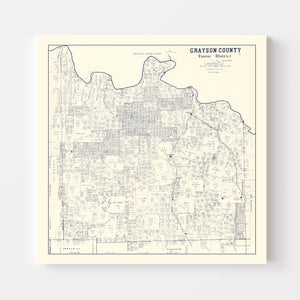Vintage Map of Grayson County, Texas 1885