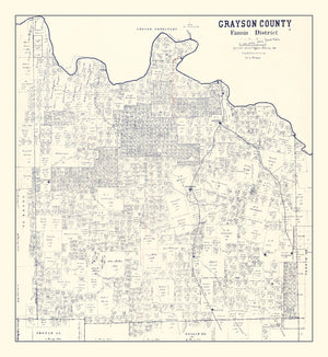 Vintage Map of Grayson County, Texas 1885