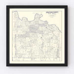Vintage Map of Grayson County, Texas 1885