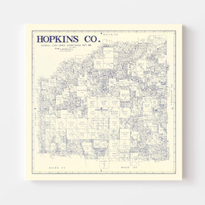 Vintage Map of Hopkins County, Texas 1885