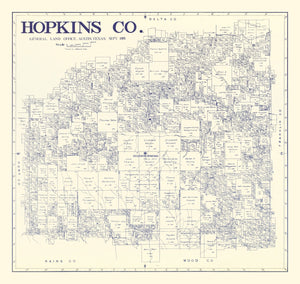 Vintage Map of Hopkins County, Texas 1885