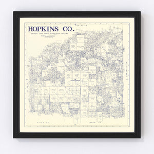 Vintage Map of Hopkins County, Texas 1885