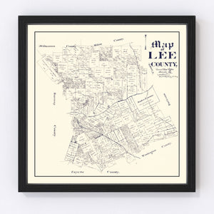 Vintage Map of Lee County, Texas 1888