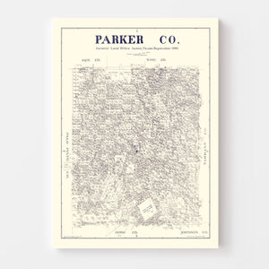 Vintage Map of Parker County, Texas 1889