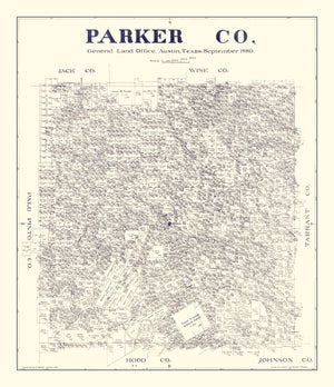 Vintage Map of Parker County, Texas 1889