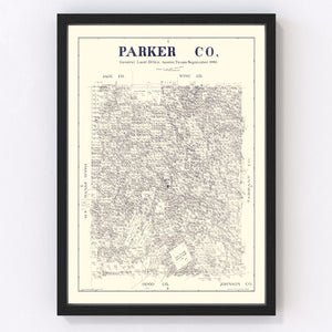 Vintage Map of Parker County, Texas 1889