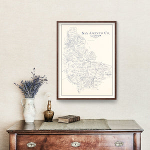 Vintage Map of San Jacinto County, Texas 1889