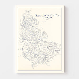 Vintage Map of San Jacinto County, Texas 1889