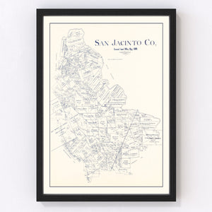 Vintage Map of San Jacinto County, Texas 1889