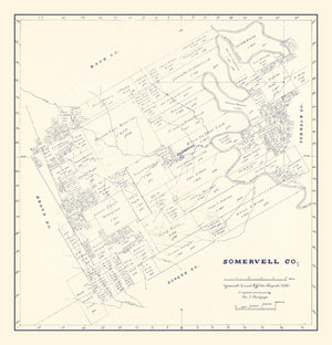 Vintage Map of Somervell County, Texas 1884