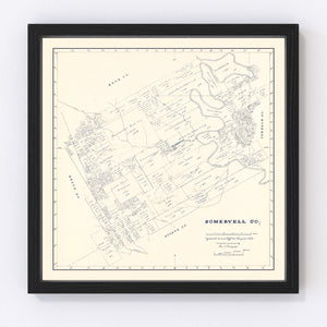 Vintage Map of Somervell County, Texas 1884