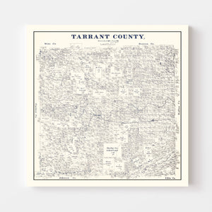 Vintage Map of Tarrant County, Texas 1885