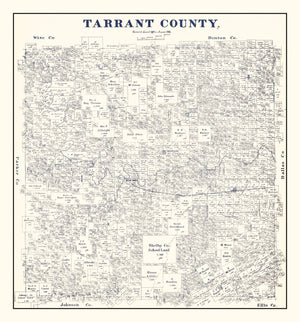 Vintage Map of Tarrant County, Texas 1885