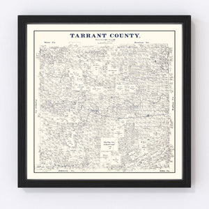 Vintage Map of Tarrant County, Texas 1885