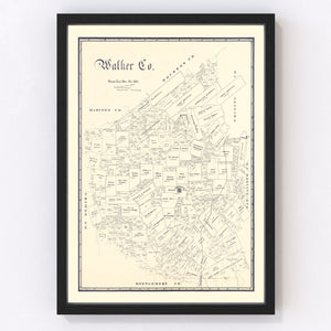 Vintage Map of Walker County, Texas 1889