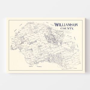 Vintage Map of Williamson County, Texas 1888