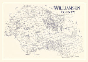 Vintage Map of Williamson County, Texas 1888