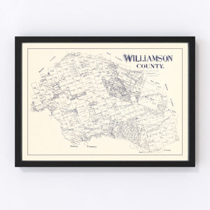 Vintage Map of Williamson County, Texas 1888