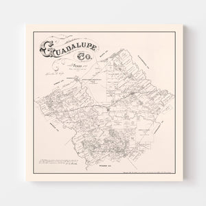 Vintage Map of Guadalupe County, Texas 1880