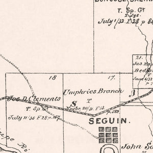 Vintage Map of Guadalupe County, Texas 1880