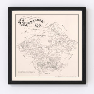 Vintage Map of Guadalupe County, Texas 1880