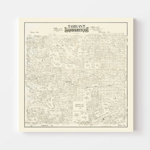 Vintage Map of Tarrant County, Texas 1888