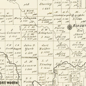 Vintage Map of Tarrant County, Texas 1888