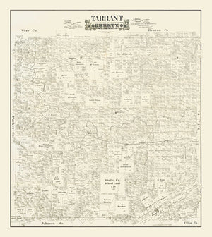 Vintage Map of Tarrant County, Texas 1888