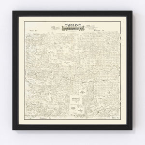 Vintage Map of Tarrant County, Texas 1888