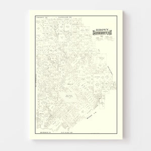 Vintage Map of Brown County, Texas 1888