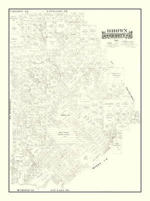 Vintage Map of Brown County, Texas 1888