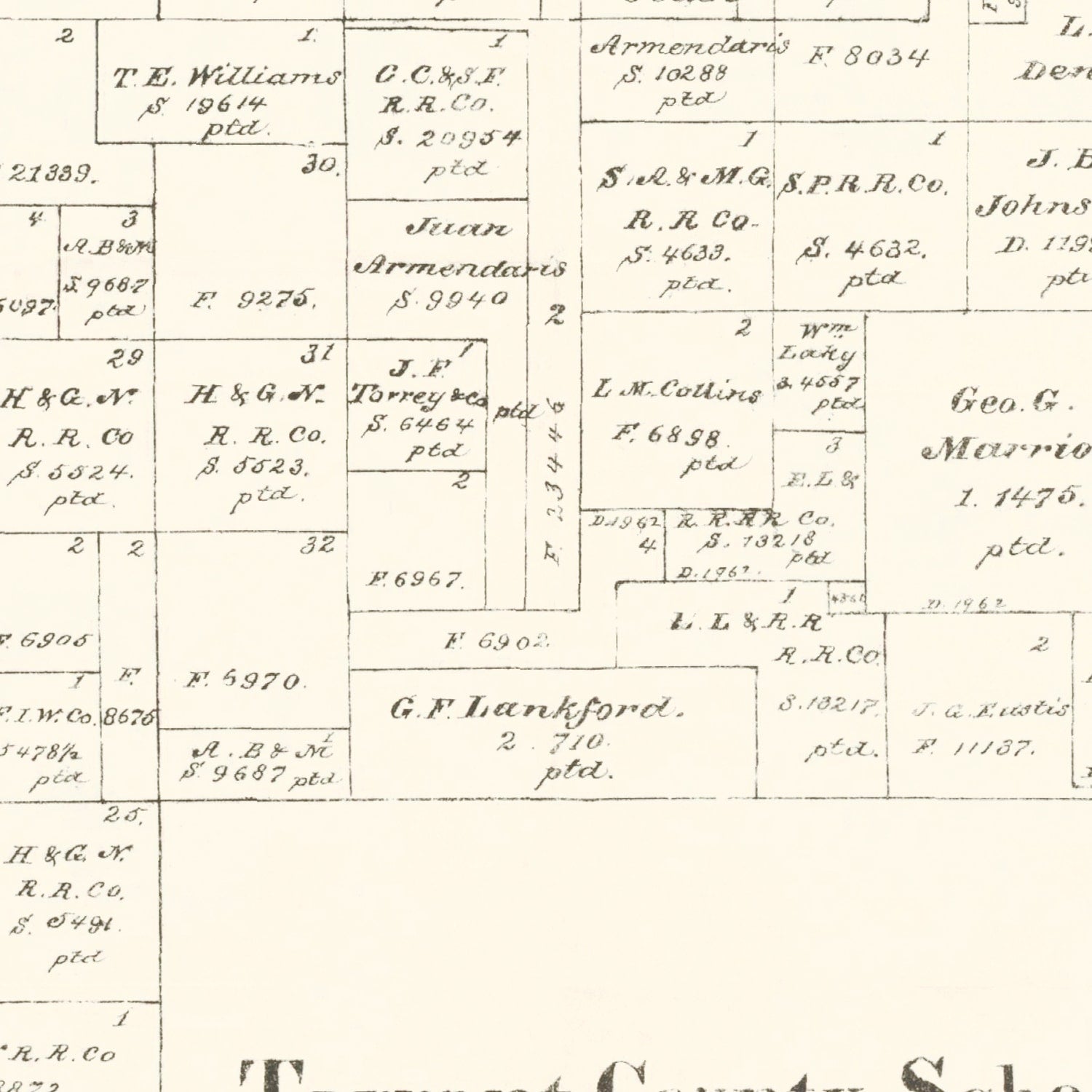 Vintage Map of Wichita County, Texas 1889