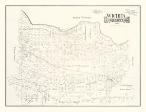 Vintage Map of Wichita County, Texas 1889