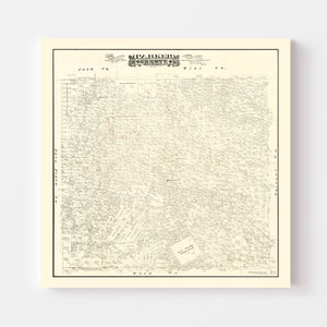 Vintage Map of Parker County, Texas 1889