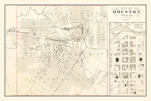Vintage Map of Houston, Texas 1884