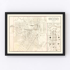 Vintage Map of Houston, Texas 1884