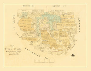 Vintage Map of Orange County, Texas 1880