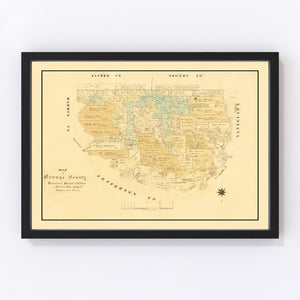 Vintage Map of Orange County, Texas 1880