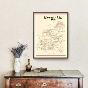 Vintage Map of Gregg County, Texas 1887