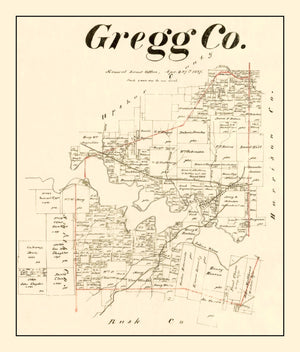 Vintage Map of Gregg County, Texas 1887