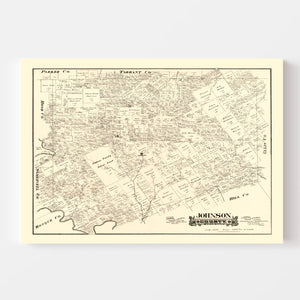 Vintage Map of Johnson County, Texas 1888