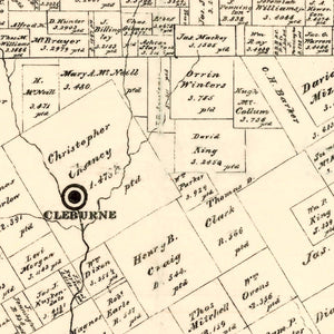 Vintage Map of Johnson County, Texas 1888