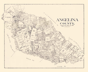 Vintage Map of Angelina County, Texas 1899