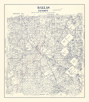 Vintage Map of Dallas County, Texas 1890